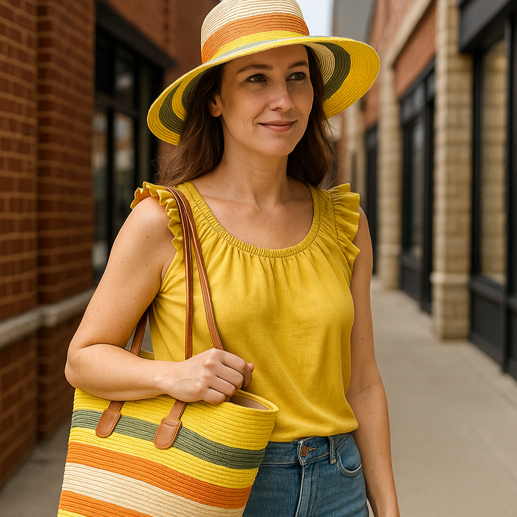 Amara Straw Bag and Hat Set