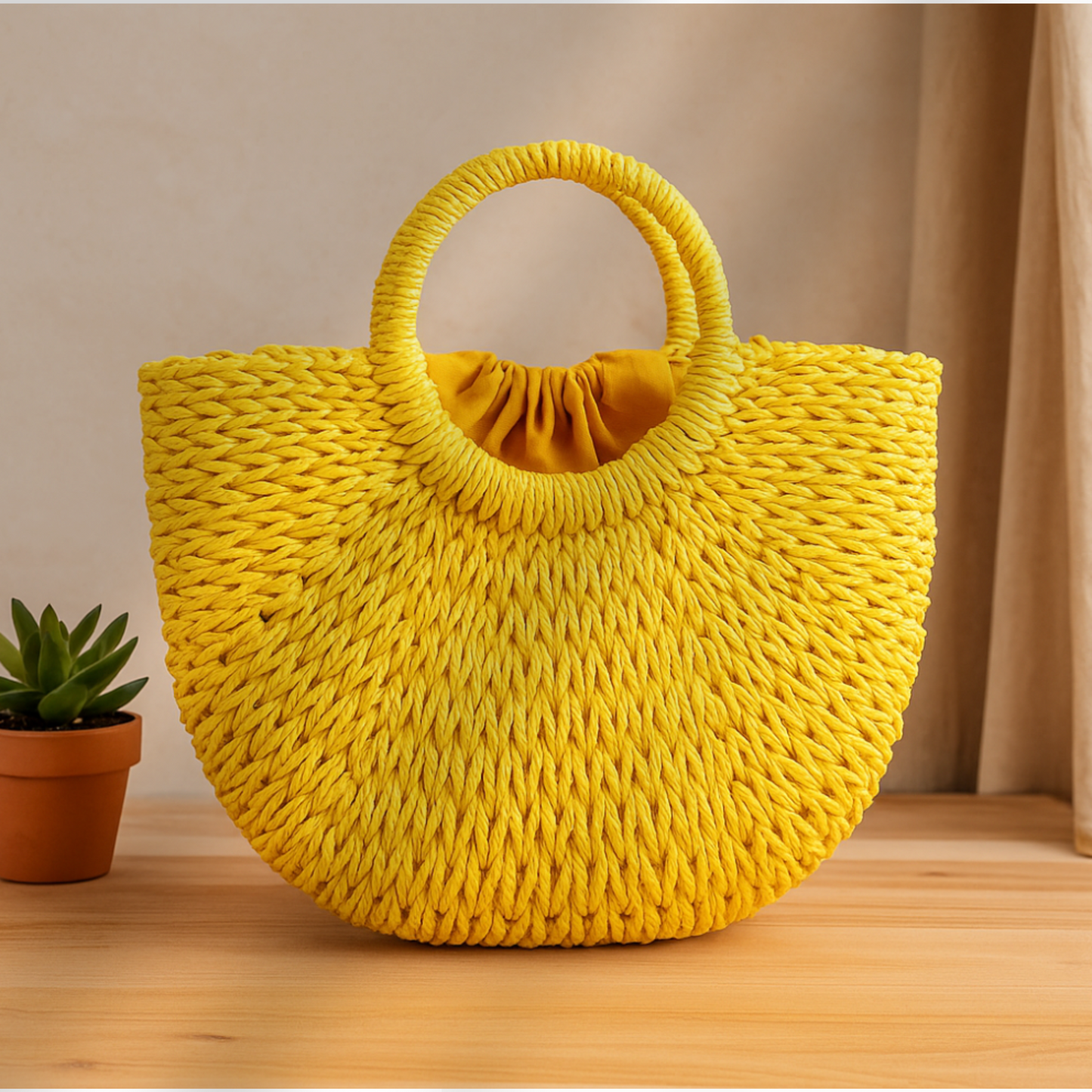 Half-Moon Straw Bag