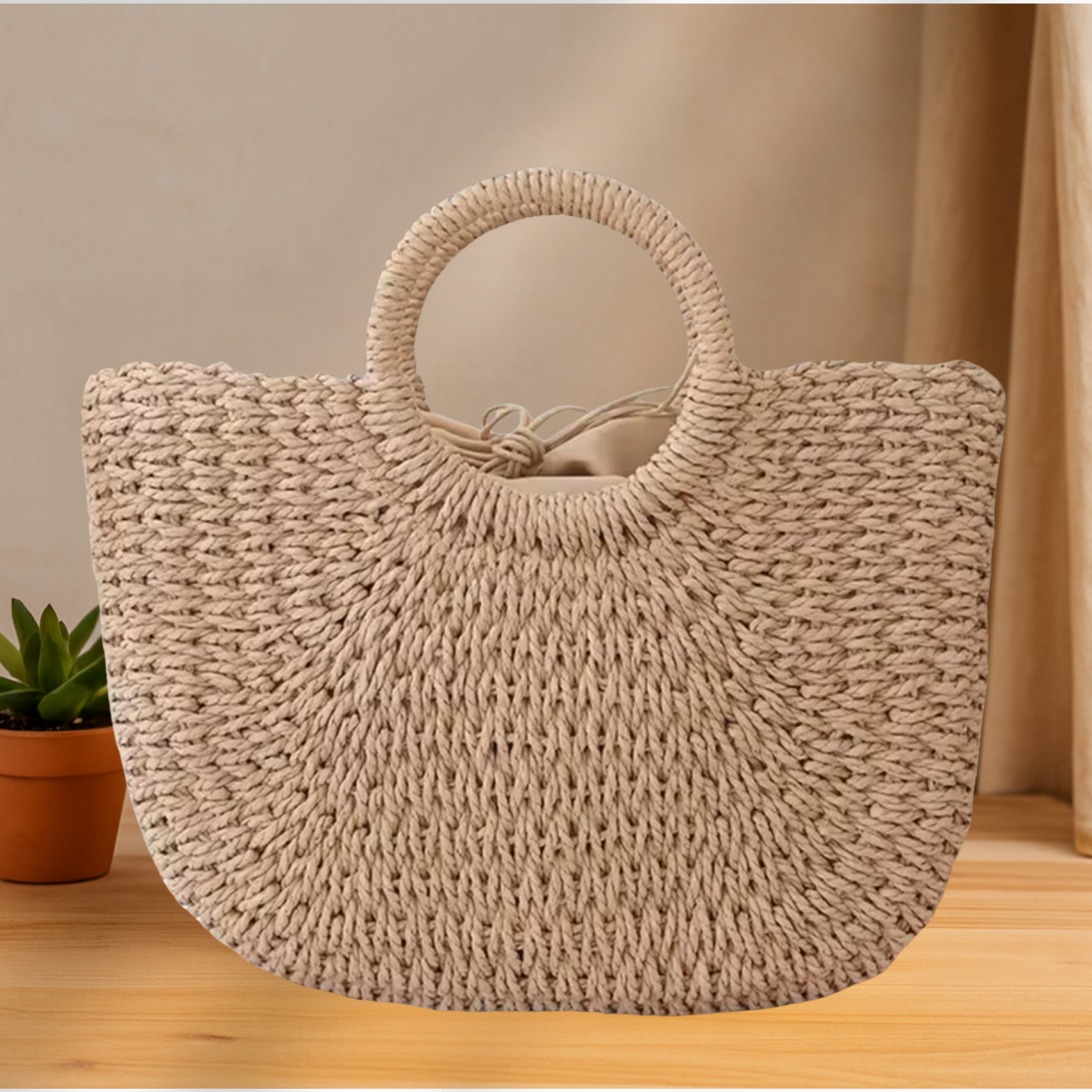 Half-Moon Straw Bag