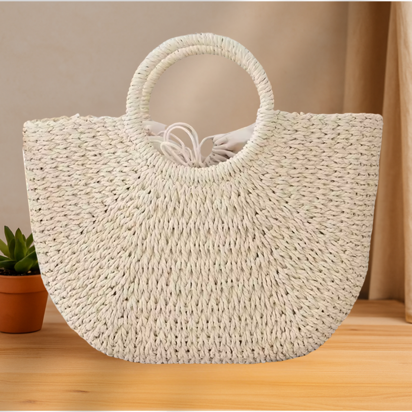 Half-Moon Straw Bag