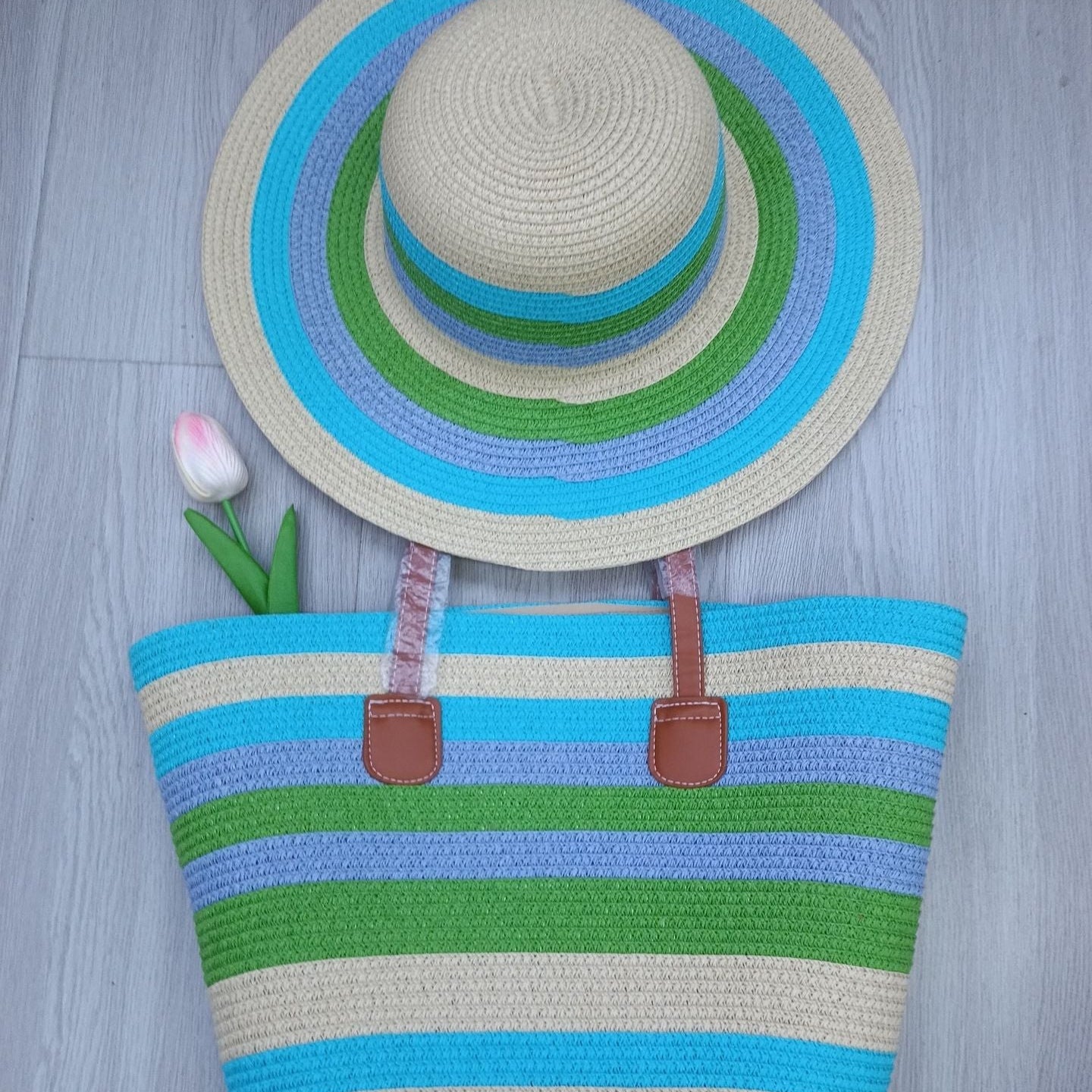 Amara Straw Bag and Hat Set