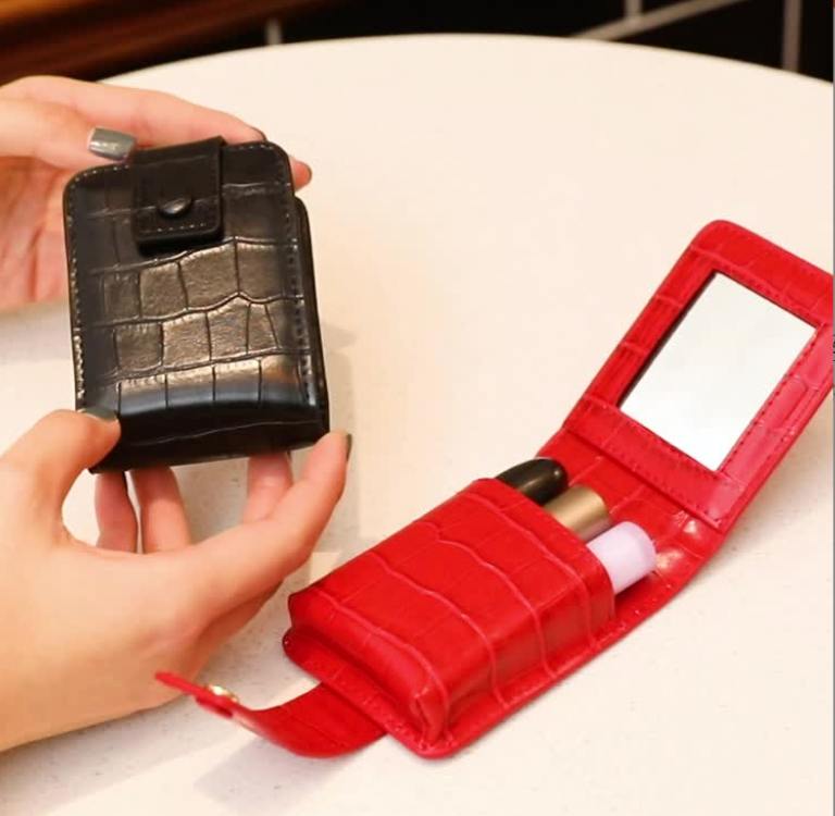 LuxeFold Lipstick Case with Mirror
