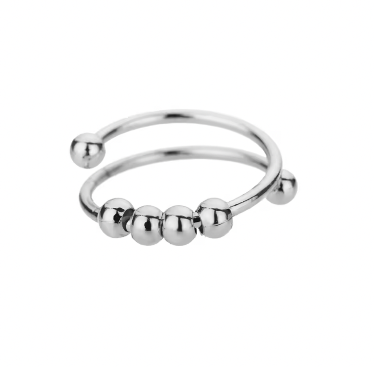 Minimalist Spinner Ring – Elegant Rotating Beads for Tactile Focus