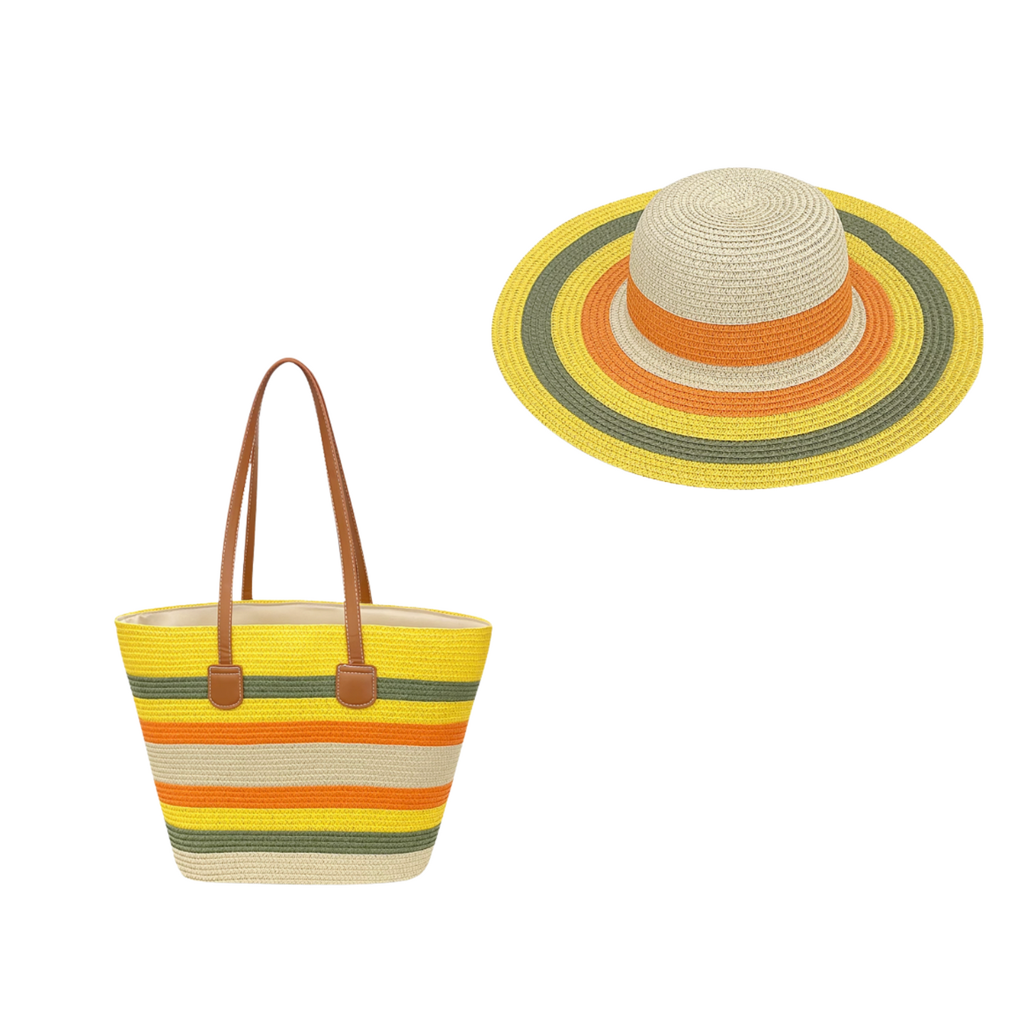 Amara Straw Bag and Hat Set
