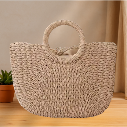 Half-Moon Straw Bag