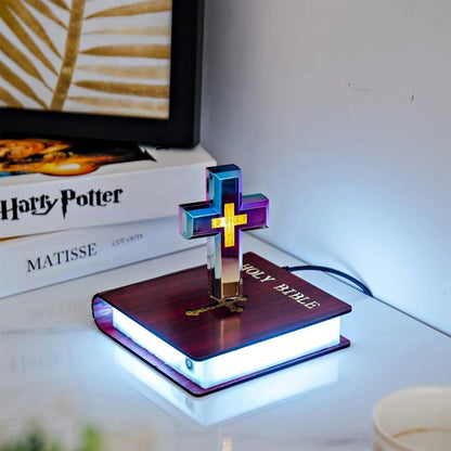 Bible Levitating Cross Lamp