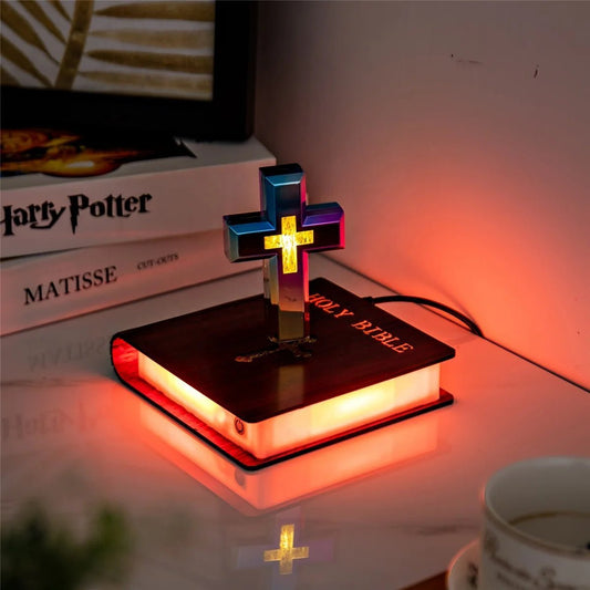 Bible Levitating Cross Lamp