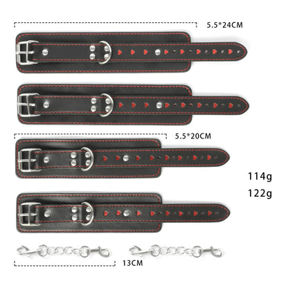 Heart-Cutout Faux Leather Restraint Cuffs