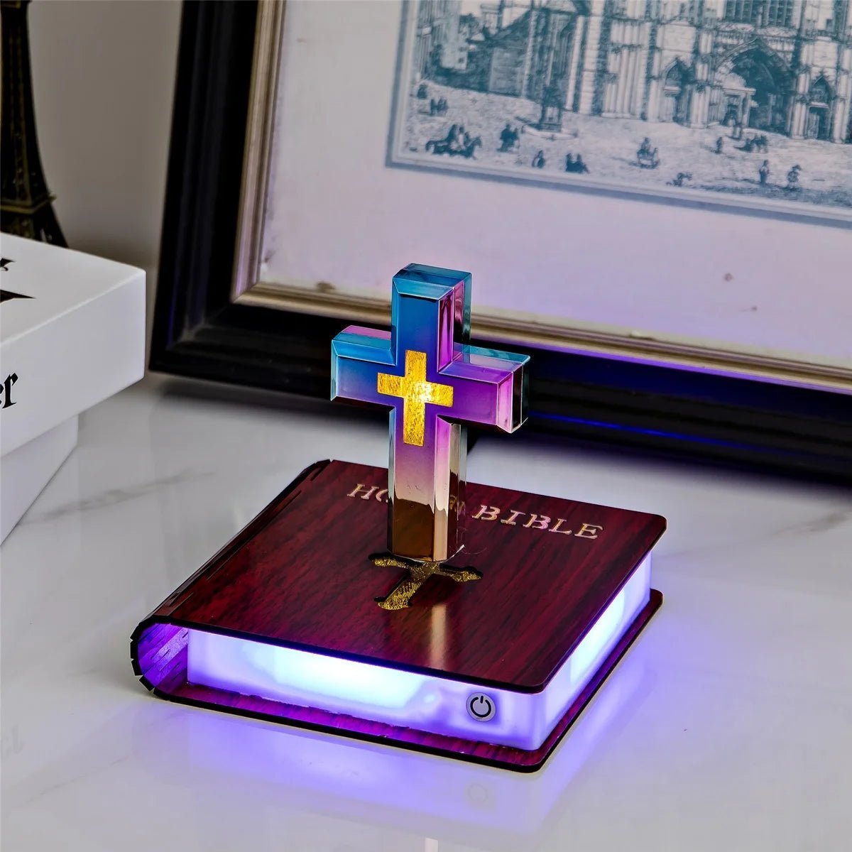 Bible Levitating Cross Lamp