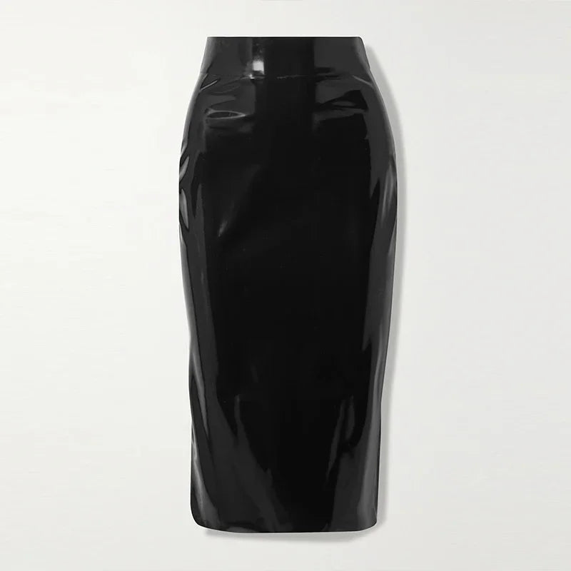 EVA’s High Waist Faux Latex Misi Skirt | Sexy PVC Pencil Skirt