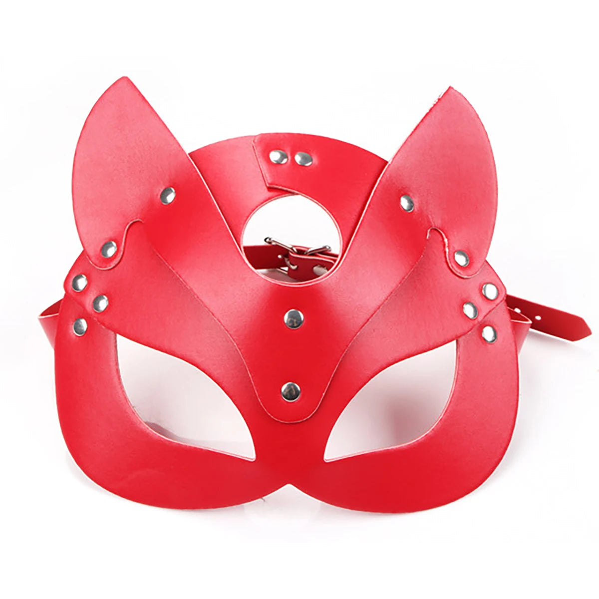 EVA's Red Leather Cat Mask | Gothic & Masquerade Accessory