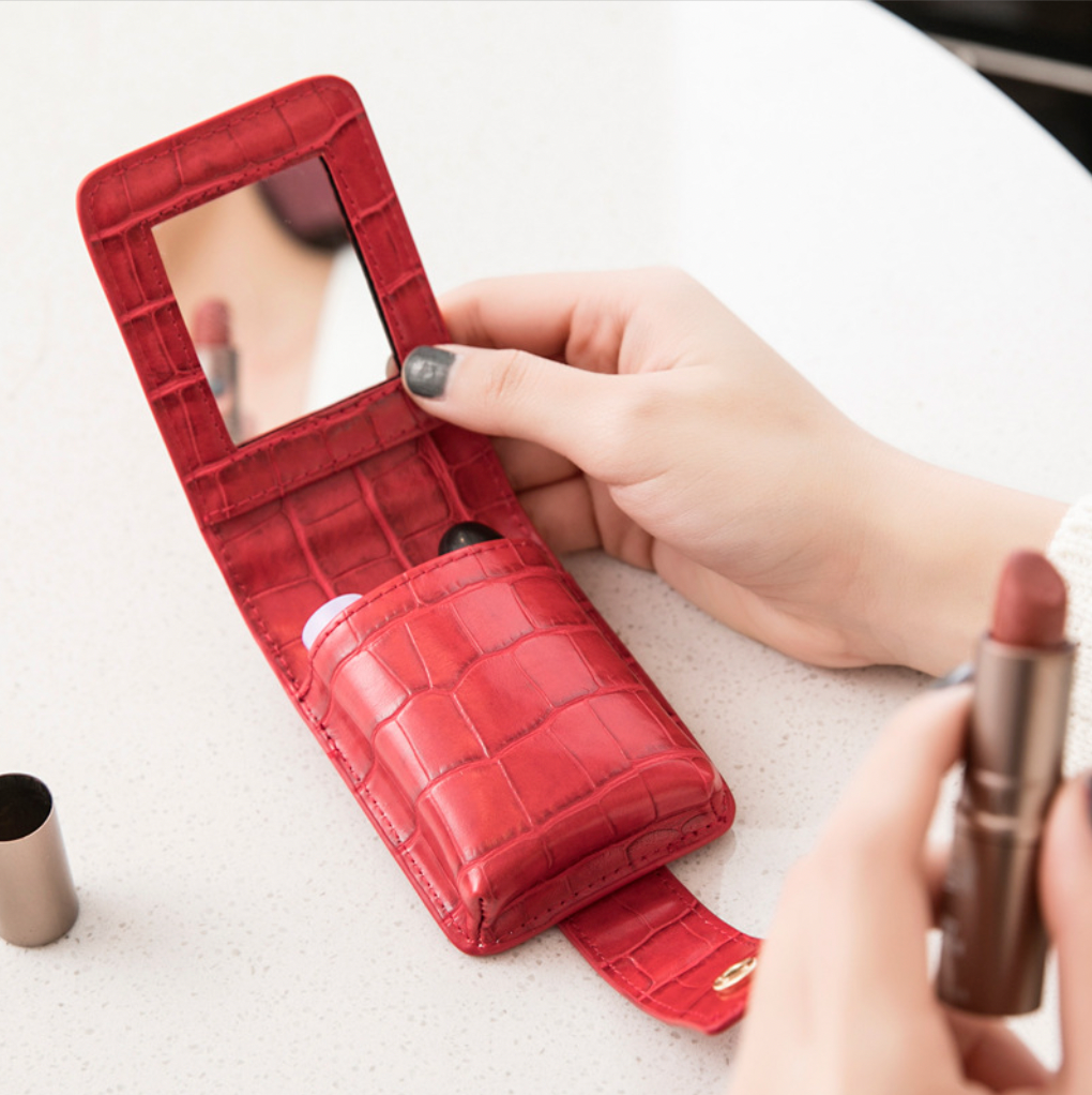 LuxeFold Lipstick Case with Mirror