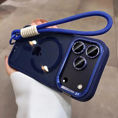 Transparent iPhone Case with Lanyard and Magnetic Bracket