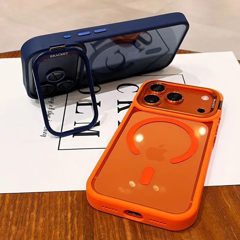Transparent iPhone Case with Lanyard and Magnetic Bracket