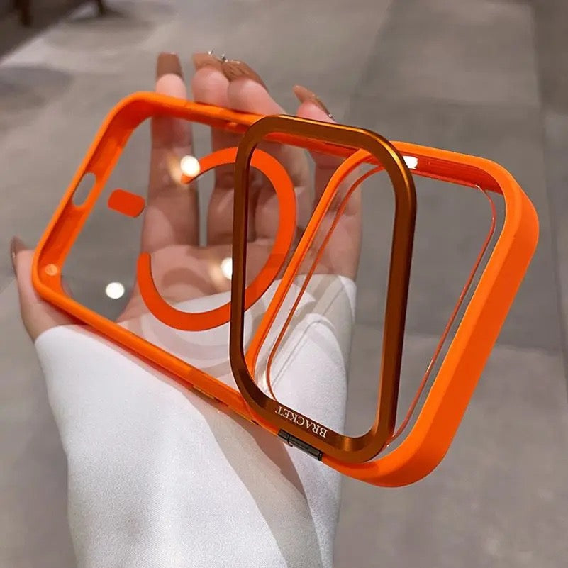 Transparent iPhone Case with Lanyard and Magnetic Bracket