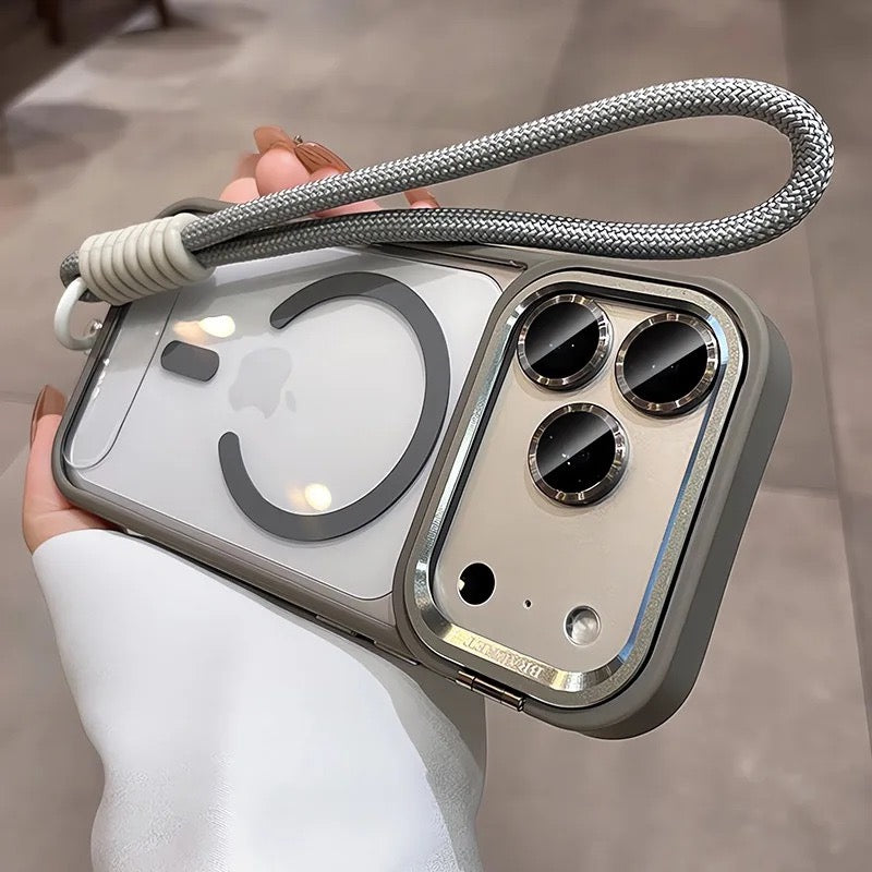 Transparent iPhone Case with Lanyard and Magnetic Bracket