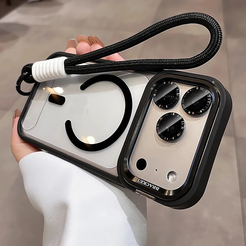 Transparent iPhone Case with Lanyard and Magnetic Bracket