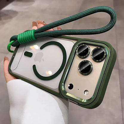 Transparent iPhone Case with Lanyard and Magnetic Bracket