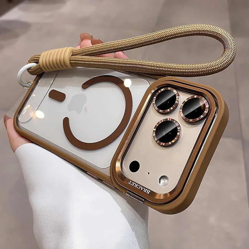 Transparent iPhone Case with Lanyard and Magnetic Bracket
