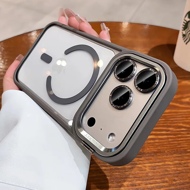 Transparent iPhone Case with Lanyard and Magnetic Bracket