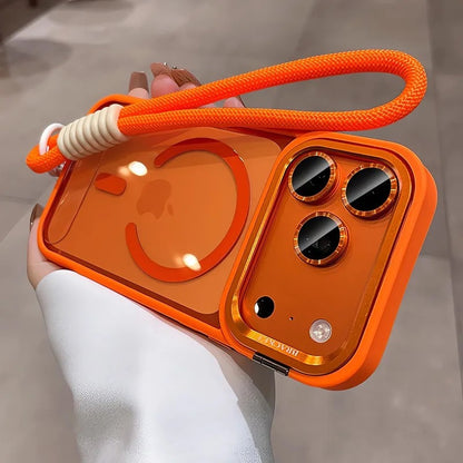 Transparent iPhone Case with Lanyard and Magnetic Bracket