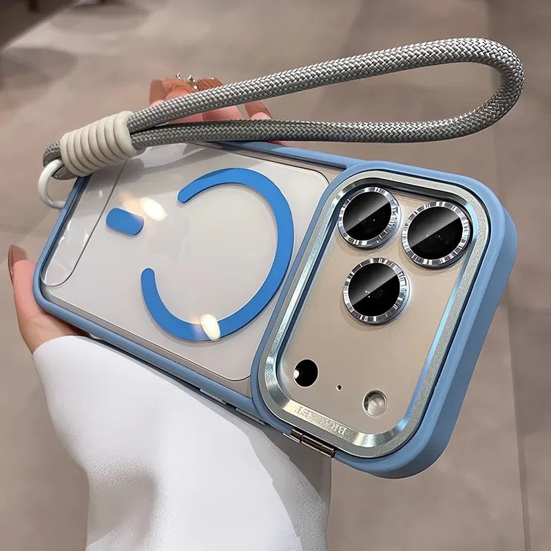Transparent iPhone Case with Lanyard and Magnetic Bracket