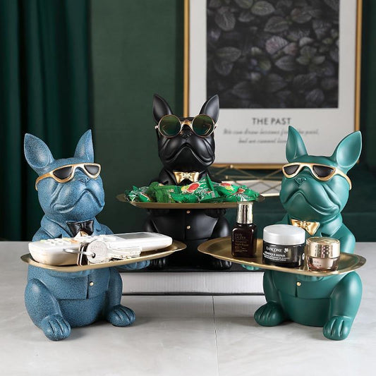 Awesome French Bulldog Money Box and Tray Sculpture